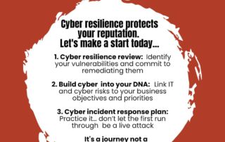 Cyber resilience protects your reputation. Let's make a start today