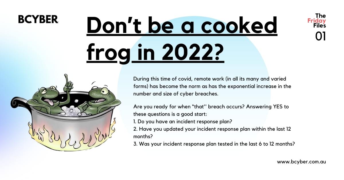 Don’t be a cooked frog in 2022 BCyber