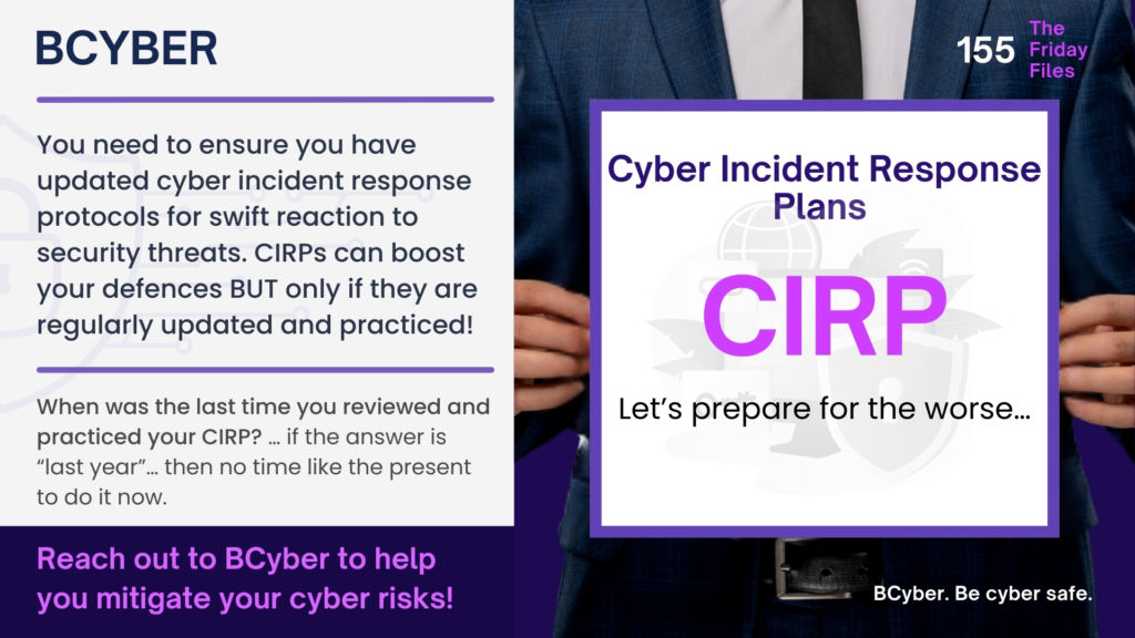 Team reviewing a Cyber Incident Response Plan on a screen.