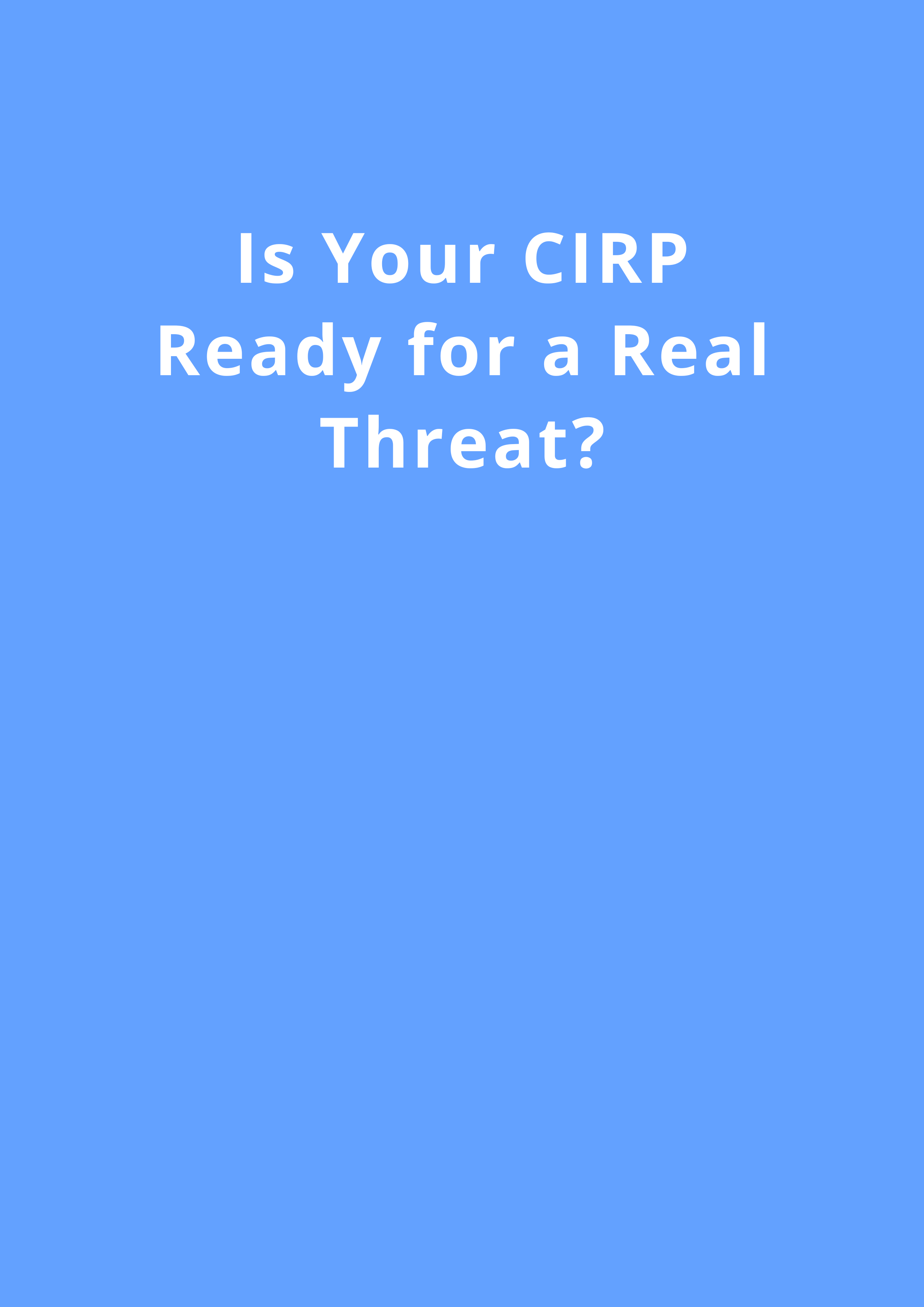 Infographic highlighting five essential elements of a good Cyber Incident Response Plan (CIRP) including detection, analysis, containment, recovery, and improvement, with a business professional in a suit background.